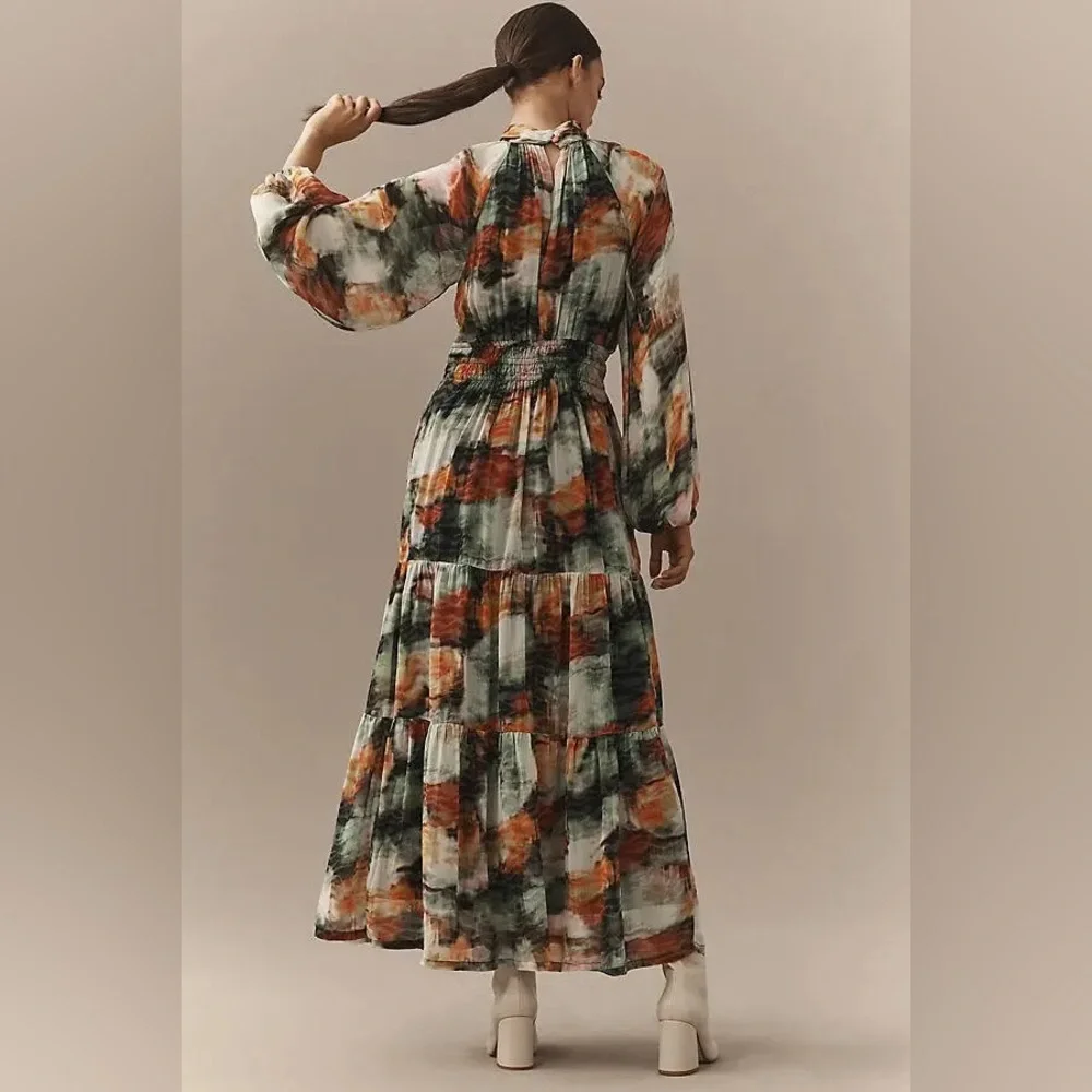 ANTHROPOLOGIE SOMERSET COLLECTION
Long-Sleeve Mock-Neck Chiffon Maxi Dress M - Picture 2 of 4